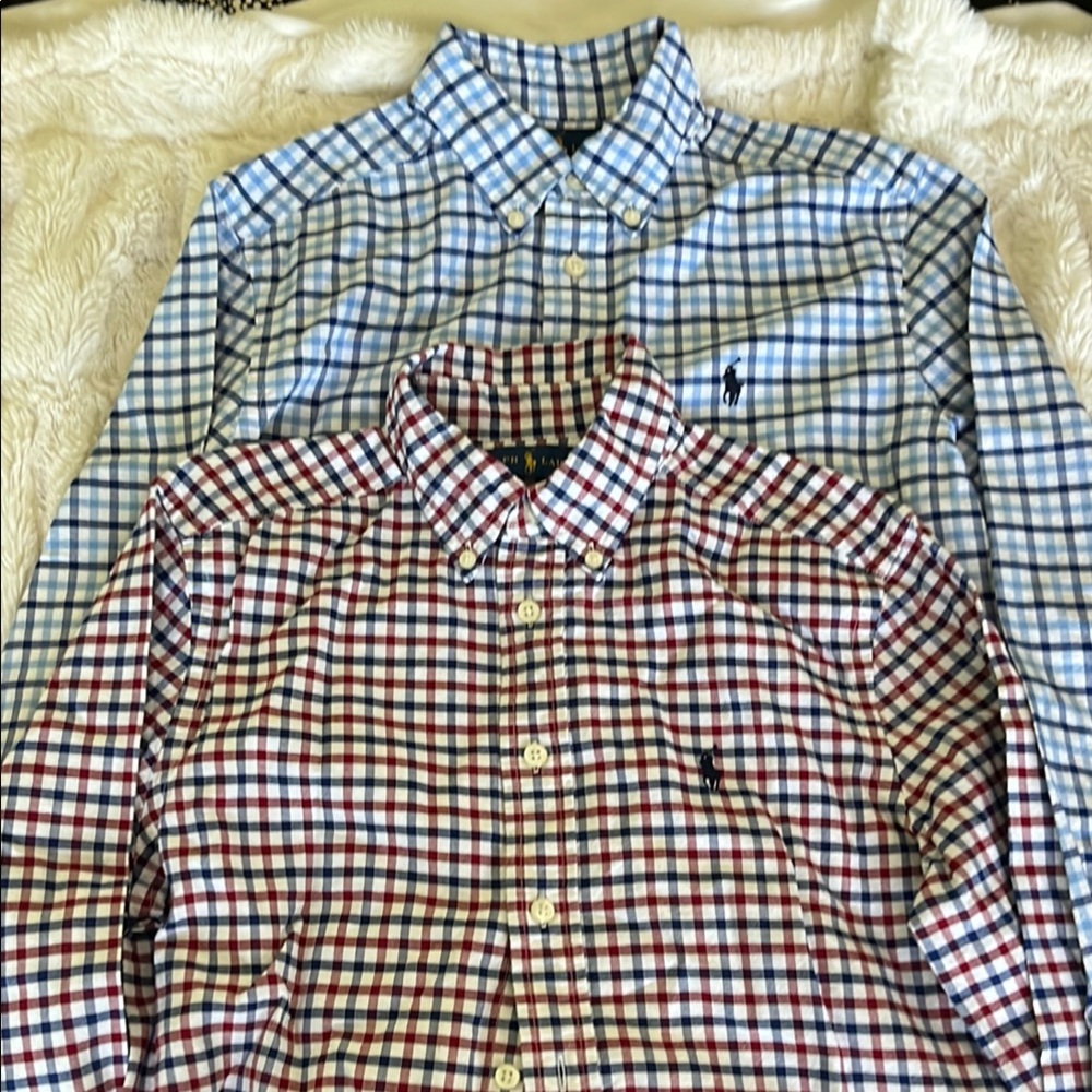 Polo by Ralph Lauren Casual Button Down Shirts Blue and Red